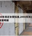 2008年拆迁补偿标准,2008年拆迁补偿标准明细