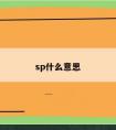 sp什么意思