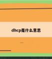 dhcp是什么意思