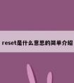 reset是什么意思的简单介绍