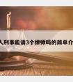 3人刑事能请3个律师吗的简单介绍