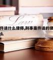 刑事案件请什么律师,刑事案件请的律师都应该干什么