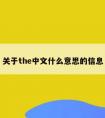 关于the中文什么意思的信息