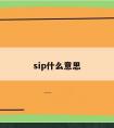 sip什么意思