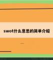 swot什么意思的简单介绍