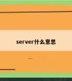 server什么意思