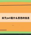 关于put是什么意思的信息