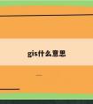 gis什么意思