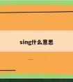 sing什么意思