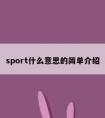 sport什么意思的简单介绍