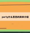 party什么意思的简单介绍