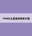 TPM什么意思的简单介绍